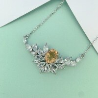 wholesale S925 Sterling Silver Mini Luxury Style Angel Wing Necklace with Colored Gemstones and Natural Stones, Perfect as a Birthday Gift for Bestie-7*9 Topaz Necklace>925 Silver