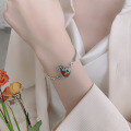 wholesale S925 Sterling Silver Retro Antique Style South Red Agate Koi Fish Lucky Bag Design Classical Elegance Bracelet for Women-0-3