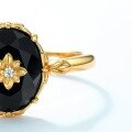 wholesale S925 Sterling Silver New Korean Style Fashion Popular Black Agate Ring Retro Pattern-0-4