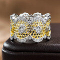 wholesale S925 gold-plated silver lace ring new wide band hollow mesh ring for women in European and American style-0-0