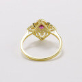 wholesale 18K gold jewelry manufacturer wholesale, fashion commuter style hollow geometric ruby full-cut diamond ring-0-3