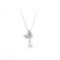 wholesale Metal Pearl Butterfly Necklace for Women, Natural Freshwater Collarbone Chain, Small Niche Design, Ins Minimalist Style, High-End Sense, Simple and Elegant-0-4