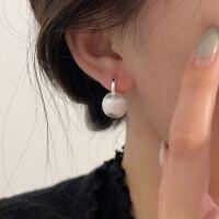 wholesale S925 sterling silver matte ball earrings for women, new Korean Dongdaemun small trendy handcrafted earrings-Sterling silver