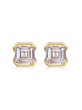 wholesale Gold-plated S925 silver emerald cut moissanite stud earrings with square minimalist design, popular style for women-0-5