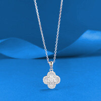 wholesale S925 Silver European and American Four-Leaf Clover Shell Pearl Pendant, Fashionable and Versatile Commuter-Friendly Adjustable Necklace-N543 White Mother-of-pearl Four-Leaf Clover Necklace [Free Chain]  925 Silver