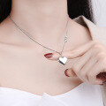 wholesale S925 Sterling Silver Korean Dongdaemun Popular Star Beaded Chain Heart Pendant Sideways Necklace-0-3