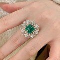 wholesale 925 Silver Gold-Plated Ring with High Carbon Diamond Muzo Green Sugar Loaf Monet Garden High-End Jewelry Exquisite for Women with Inlaid Diamonds-0-3