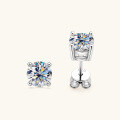 wholesale S925 Sterling Silver Classic Four-Prong Moissanite Stud Earrings for Women, Cross-Border E-Commerce Bestseller with High-End Design-0-2