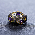 wholesale S925 silver Italian designer ring with vintage style and high-end feel, featuring natural amethyst-0-1