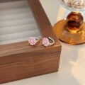 wholesale S925 Sterling Silver Korean-style Cherry Blossom Ear Clips for Women, Small and Unique Forest-inspired Ins-style Simple and Elegant Earrings-0-2