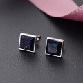 wholesale S925 Sterling Silver Inlaid Romantic Starry Sky Amethyst Stone Stud Earrings for Women, Korean Style Simple and Fashionable Sweet Ear Jewelry Wholesale-0-0