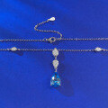 wholesale S925 silver new jewelry pear-shaped 8*12 teardrop necklace healing sea blue pendant for women 40+5-0-3
