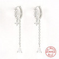 wholesale S925 Sterling Silver Full Rhinestone Chain Tassel Long Drop Ear Cuff-0-6