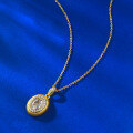 wholesale S925 gold-plated silver vintage oval brushed pendant 5*7mm high-end versatile design necklace-0-3
