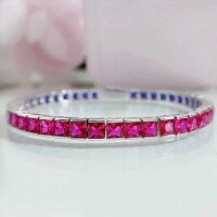 wholesale S925 Silver New Princess-Cut Green Diamond Luxuriously Set Retro Elegant High-End Bracelet by Zhuozhifan Jewelry-Red diamond 16cm 925 silver