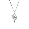 S925 Sterling Silver 1-Carat Sparkling Diamond Pendant Necklace Women's Simple Elegant-0-3