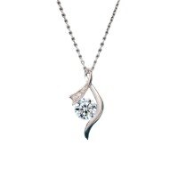 S925 Sterling Silver 1-Carat Sparkling Diamond Pendant Necklace Women's Simple Elegant-[Super Sparkling Zircon] 1 Carat Necklace  925 Silver