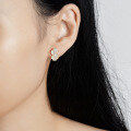 Sterling Silver Earrings with Moissanite, Bitcoin Design, Export Quality-0-3