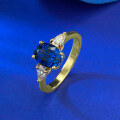 wholesale S925 Sterling Silver Simulated Sapphire 6*8mm Oval Blue Corundum Fashion Versatile Ring-0-3