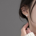 wholesale S925 Sterling Silver Minimalist Fishtail Ear Stud with Diamond Accent, Ins Style Fresh Design Earrings M03382-0-1