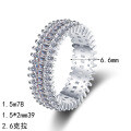 S925 Silver Full Moissanite Women's Rectangular Diamond Large Row Ring-0-3