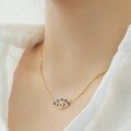 wholesale S925 Sterling Silver High-End INS Style Women's Creative Blue Eye Hand Design Light Luxury Evil Eye Necklace-0-3