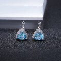 wholesale S925 Silver Cold Style Natural Stone Earrings, Triangular Sky Blue Topaz Gemstone Ear Drops-0-1