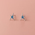 wholesale S925 Sterling Silver Fresh and Sweet Style Tranquil Blue Ocean-inspired Cute Starfish Earrings M05605-0-0