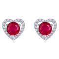 wholesale S925 Sterling Silver Cross-Border New Light Luxury Cultivated Ruby Heart Stud Earrings for Women, Wholesale and Customization-0-4