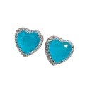 wholesale Metal material simulation Paraiba heart 8*8 earrings, colored gemstone emerald heart ear studs, cross-border e-commerce jewelry, small and fresh style-0-4