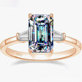 wholesale S925 Sterling Silver 3-Carat Square Emerald Cut Fashion Versatile Moissanite Ring Silver Jewelry-0-32