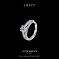 Adjustable Sterling Silver Moissanite Ring, Live-Streaming Fashion Design-0-5