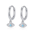 wholesale S925 Sterling Silver Evil Eye Hoop Earrings with Ear Clasps, Creative and Unique Trendy Eye Design, Niche and Artistic Earrings-0-6