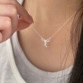 wholesale S925 Sterling Silver Korean Version Timeless Bow Necklace for Women, Small and Exquisite, Light Luxury, Fresh Style, Best Friend Collarbone Chain-0-1