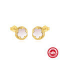 wholesale S925 Sterling Silver Acrylic Hollow-Out Petal Flower Earrings with Pearl, Korean Style Inlaid Crystals, Exquisite and Unique Design-0-6