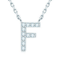 S925 Sterling Silver Necklace with Moissanite Pendant, Unisex Classic Style, Clearance Shipping Included.-Letter F Necklace [Moissanite]