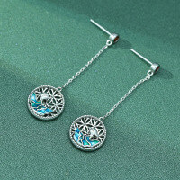 wholesale 925 Silver BFIRST Original Design Chinese-style Dunhuang National Trend Earrings with Long Tassel Ear accessories Wholesale-Platinum 925 silver