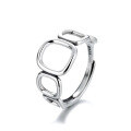wholesale S925 Sterling Silver Retro Korean Geometric Hollow-out Ring, Versatile Minimalist New Index Finger Ring for Women-0-4