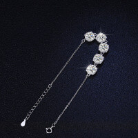 925 Silver Moissanite Bracelet, Hairstyle-Inspired Simple Women's Design, Viral TikTok Live Product.-1 carat (D color moissanite)  925 silver