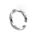wholesale S925 Sterling Silver Korean Version Versatile Silver Ring INS Minimalist Möbius Twist Pattern Adjustable Open Ring for Women-0-4