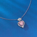 wholesale Metal: 925 Sterling Silver Zhu Zhifan Jewelry New 10*10mm Heart-shaped Morgan Pink Pendant Necklace for Women, Classic and Simple Fashion Style-0-1