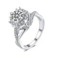 wholesale S925 Sterling Silver Cross-Border Exclusive D Color Moissanite Ring, 1 Carat Queen's Royal Style Engagement Ring for Women-0-4