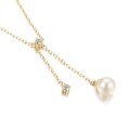 wholesale 18K Gold and 9K Rose Gold Freshwater Natural Pearl Minimalist Tassel Collarbone Necklace Gift-0-1