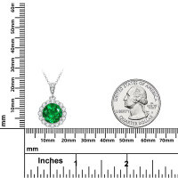 Sterling Silver Vintage Geometric Teardrop Round Emerald Necklace-Tear-shaped gemstone necklace [White Gold]  925 Silver