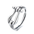 wholesale S925 Sterling Silver Pig Nose/Asymmetrical Screw Pattern Ring, Dongdaemun Fashionable and Elegant Ring-0-6