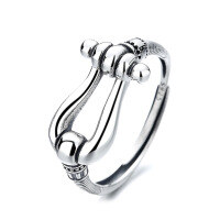 wholesale S925 Sterling Silver Pig Nose/Asymmetrical Screw Pattern Ring, Dongdaemun Fashionable and Elegant Ring-385FJ/approx. 3.53g Adjustable opening