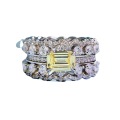 wholesale S925 Sterling Silver Women's Yellow Diamond Inlaid European and American Luxury Geometric Double Row Full Diamond Ring Wholesale-0-4