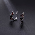 wholesale S925 Sterling Silver Small Natural Topaz Earrings with Various Gemstones, Black Garnet Stud Earrings for Early Spring Accessories-0-2