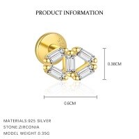 wholesale S925 Sterling Silver Cross-border Zircon Four-leaf Clover Butterfly Heart Tassel Earrings, Wholesale-E4759-Gold/Single 925 Silver