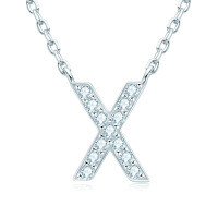 S925 Sterling Silver Necklace with Moissanite Pendant, Unisex Classic Style, Clearance Shipping Included.-Letter X Necklace [Moissanite]